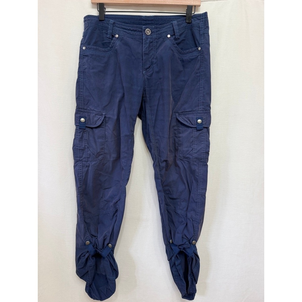 KUHL Blue Vintage Patina Dye Cargo Pants Hiking Outdoor Size 16 S Flaw